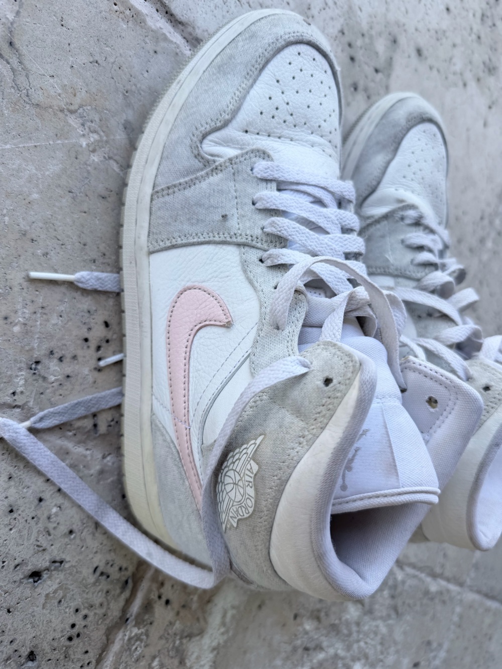 Nike Air Jordan Low Top Sneakers in White and Light Pink